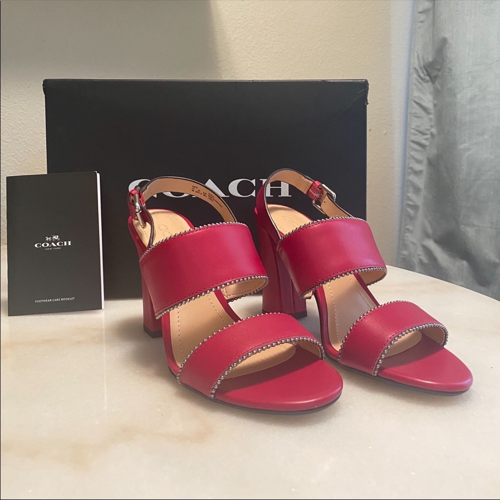 NIB Coach Rylie Sandal in Bright Cherry - Picture 7 of 11